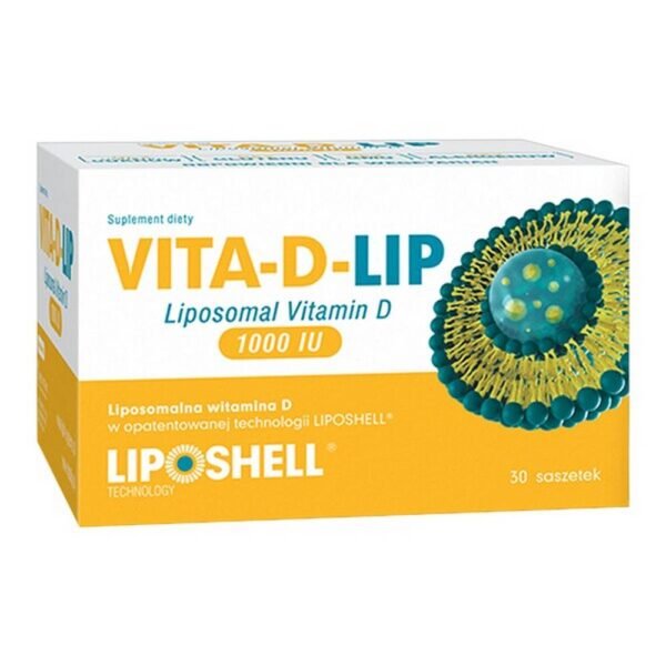 VITA-D-LIP - a dietary supplement containing liposomal vitamin D. The product is intended for adults and adolescents from 12 years of age. Vitamin D supports the proper absorption and use of calcium and phosphorus,