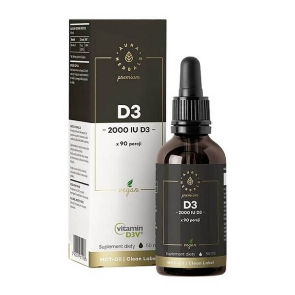 Vitamin D3 2000 Premium D3V Vegan - a dietary supplement containing vitamin D obtained from sea algae. Product intended for adults. Vitamin D supports the maintenance of healthy teeth, supports the proper functioning of muscles and supports the proper functioning of the immune system.