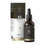 Vitamin K2 MenaQ7 Premium Vegan - a dietary supplement containing vitamin K from chickpeas dissolved in MCT oil from coconut. Product intended for adults. Vitamin K supports the maintenance of healthy bones and promotes proper blood clotting.