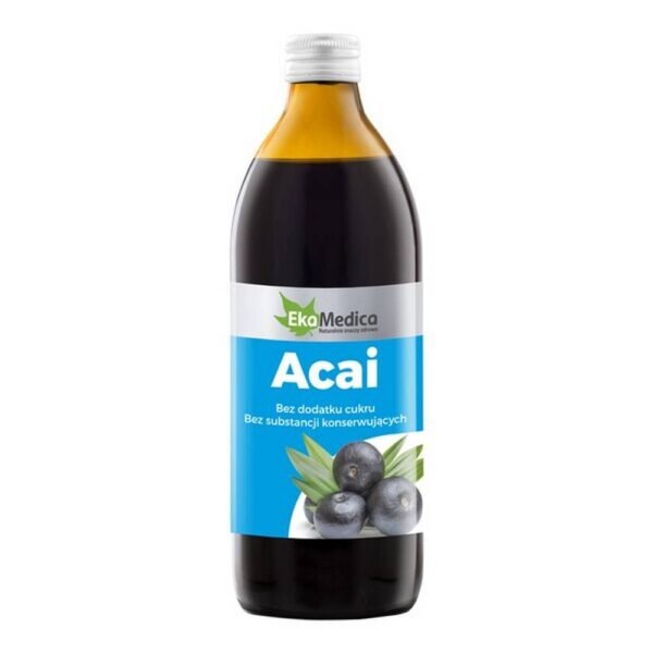 Acai juice - dietary supplement. Pasteurized. Acai fruits support the weight loss process, additionally contain antioxidants supporting the removal of toxins from the body. The fiber contained in the acai fruit supports the digestive process.