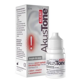 The AkusTone ALERT medical device is drops for adults, adolescents and children over 3 years of age. The product soothes irritations, inhibits the growth of pathogenic microorganisms and helps to maintain the hygiene of the external ear.