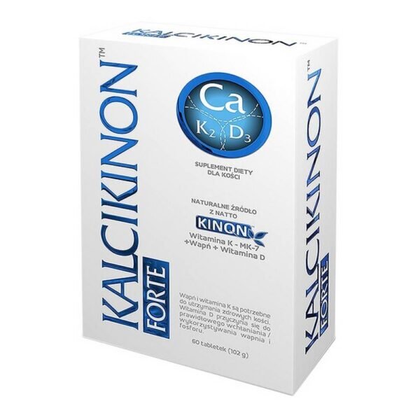 Calcikinone Forte - a dietary supplement containing vitamin K, calcium and vitamin D. The preparation is intended for adults. Calcium helps maintain healthy bones. Vitamin K and D helps maintain healthy bones. Vitamin D supports the proper absorption and use of calcium and phosphorus.