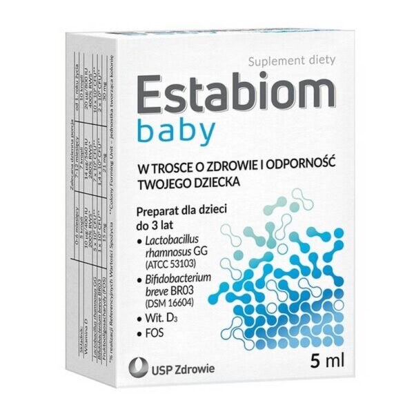 Estabiom baby - a dietary supplement, out of concern for the health and immunity of the child. Estabion baby dietary supplement contains one of the best-studied bacterial strains Lactobacillus rhamnosus GG and vitamin D3, which supports the proper functioning of the child's developing immune system