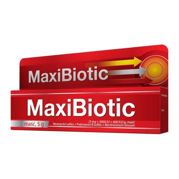 Maxibiotic is a medicinal product in the form of an ointment with an antibacterial effect for topical application to the skin in the case of minor wounds, ulcers and burns.