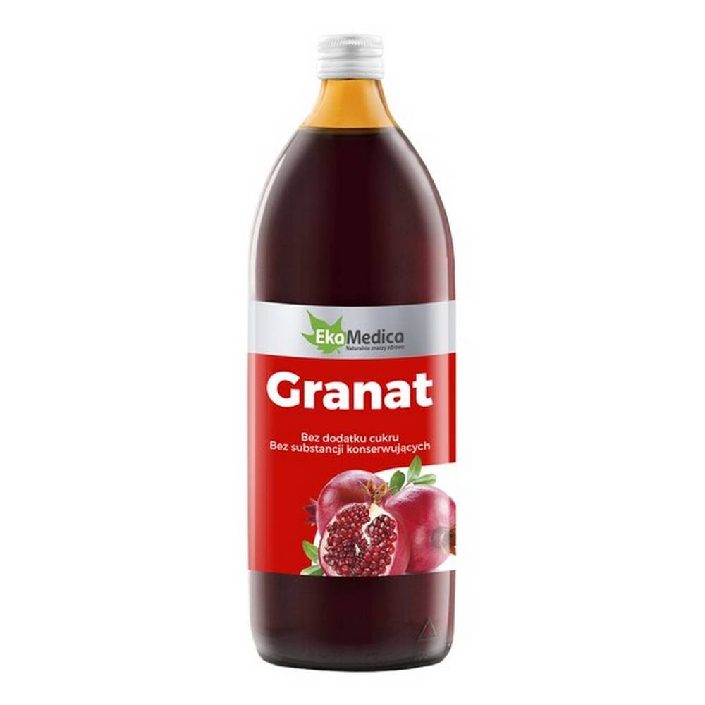 pomegranate juice 1000 ml ekamedica Pomegranate juice - dietary supplement. Pasteurized. Properties of ingredients helps in the proper production of collagen: supports psychological functions, has a beneficial effect on the immune system