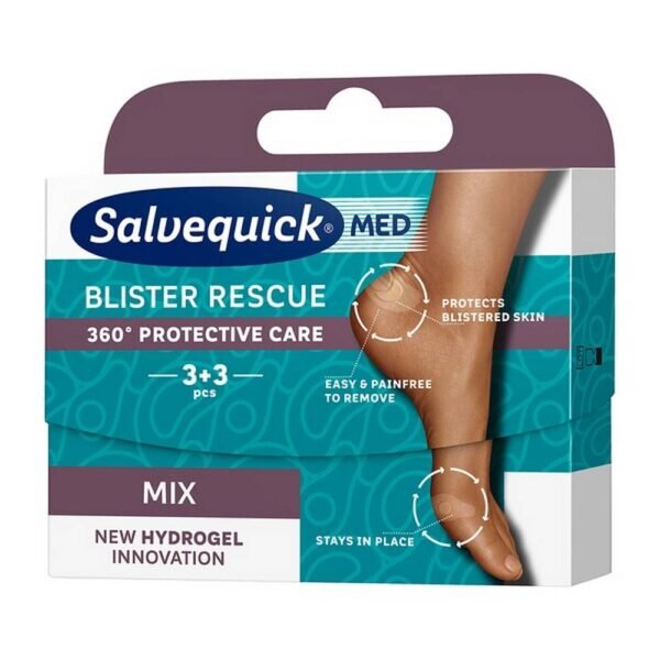 Medical device Salvequick Med Blister Rescue Toes are innovative, hydrogel patches providing 360o protection of finger blisters. The dressings do not stick to the blisters and are easy to remove.
