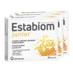 The Estabiom Junior dietary supplement is a preparation for children over 3 years of age. It provides one of the best-studied strains of intestinal bacteria - Lactobacillus rhamnosus GG. Thanks to microencapsulation, bacteria effectively reach the intestine, and inulin supports their multiplication.