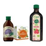 The set take care of immunity are products from the DOZ series Herbarium: BIO raspberry juice, elderberry syrup and tea to brew I care about immunity. The products included in the kit have a positive effect on improving immunity and the functioning of the immune system.