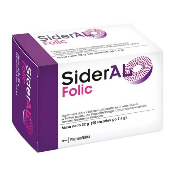 Sideral Folic - a dietary supplement supplementing the diet with iron and vitamins. The preparation is intended for adults. Iron contributes to the proper development of cognitive functions.