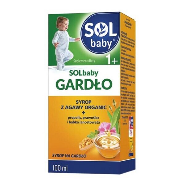 SOLbaby Gardło - a dietary supplement containing plant extracts. The product is intended for children over 1 year of age. Marshmallow extract supports the throat. Plantain plantain extract supports the irritation of the throat and tapers.