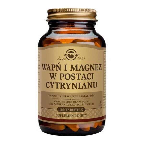Solgar Calcium and Magnesium - a dietary supplement intended for adults. Do not exceed the recommended daily dose.A balanced diet and a proper lifestyle are important for the functioning of the human body