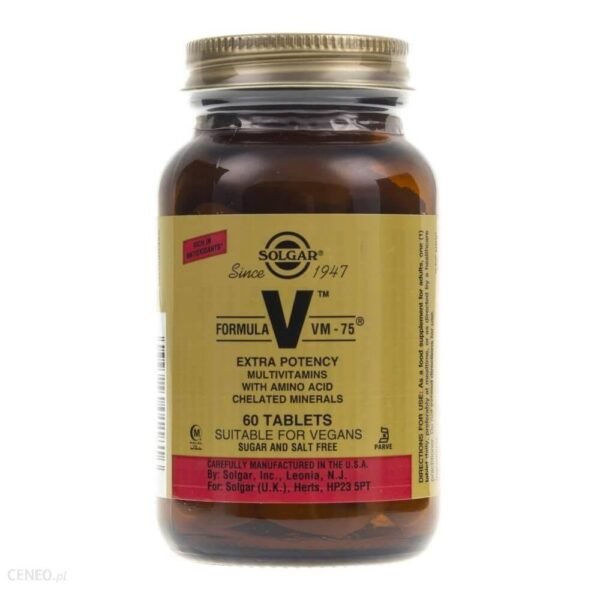 Formula VM-75 - это витаминно-минеральный препарат, который также отлично подходит для вегетарианцев, веганов и, что очень важно, не содержит сахара и соли . Доставьте в организм необходимые активные ингредиенты в виде одной удобной таблетки! Принимая его, вы знаете, что делаете ставку на добавку с невероятно эффективным составом!