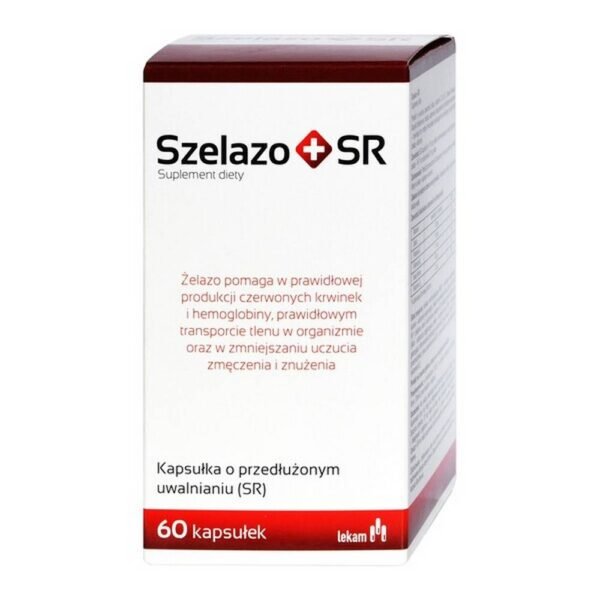 Szelazo + SR - a dietary supplement containing a high content of iron Fe, vitamins C, B6, B12 and folic acid. A product intended for adults. Iron helps in the proper production of red blood cells and hemoglobin, the proper transport of oxygen in the body and in reducing the feeling of tiredness and fatigue.