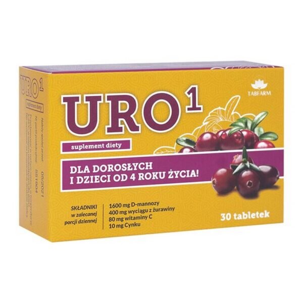 Uro 1 - a dietary supplement containing a unique complex of D-mannose and cranberry. The product is intended for children over 4 years of age and adults. Vitamin C affects the proper functioning of the immune system and protects cells against oxidative stress.