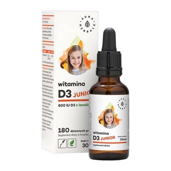 Vitamin D3 Junior - a dietary supplement containing vitamin D obtained from lanolin. The product is intended for children from 4 to 12 years of age. Vitamin D3 supports the maintenance of healthy teeth, affects the proper functioning of muscles and supports the proper functioning of the immune system.