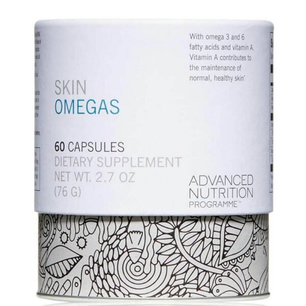 Skin Omegas + from the Advanced Nutrition Program ™ is a complex of Omega-3 and Omega-6 that nourish the skin from the inside out, help retain moisture, ensure smooth skin and a healthy, even complexion.