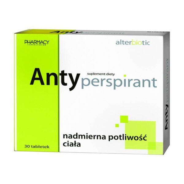 ANTYPERSPIRANT - a dietary supplement in the form of herbal tablets is recommended for supplementation by people who feel discomfort due to excessive sweating of armpits, hands, feet, scalp or back. The product is intended for adults.