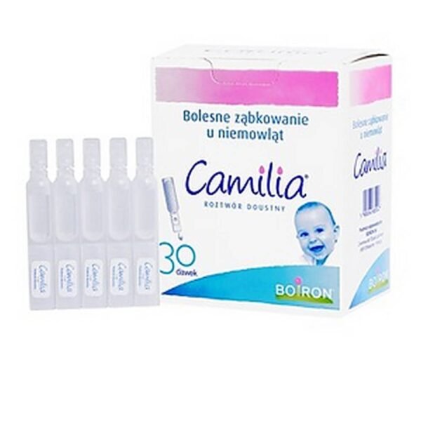 Camilia is a homeopathic medicine with therapeutic indications used for painful teething in children.