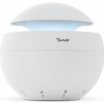 The compact air purifier in modern design Duux Sphere purifies the surrounding air, traps small particles, removes harmful gases and unpleasant odors, fills rooms with essential oil.