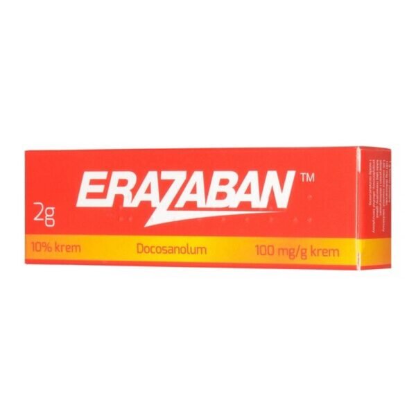 Erazaban is a cold sores medicine that blocks the virus from entering healthy skin cells. Its active ingredient is docosanol, which is a component of human cell membranes.