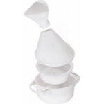 The steam inhaler is used for respiratory diseases. It consists of 4 parts. The advantage of the inhaler is the double wall of the lower container - in the lower part there is a removable container for hot water.