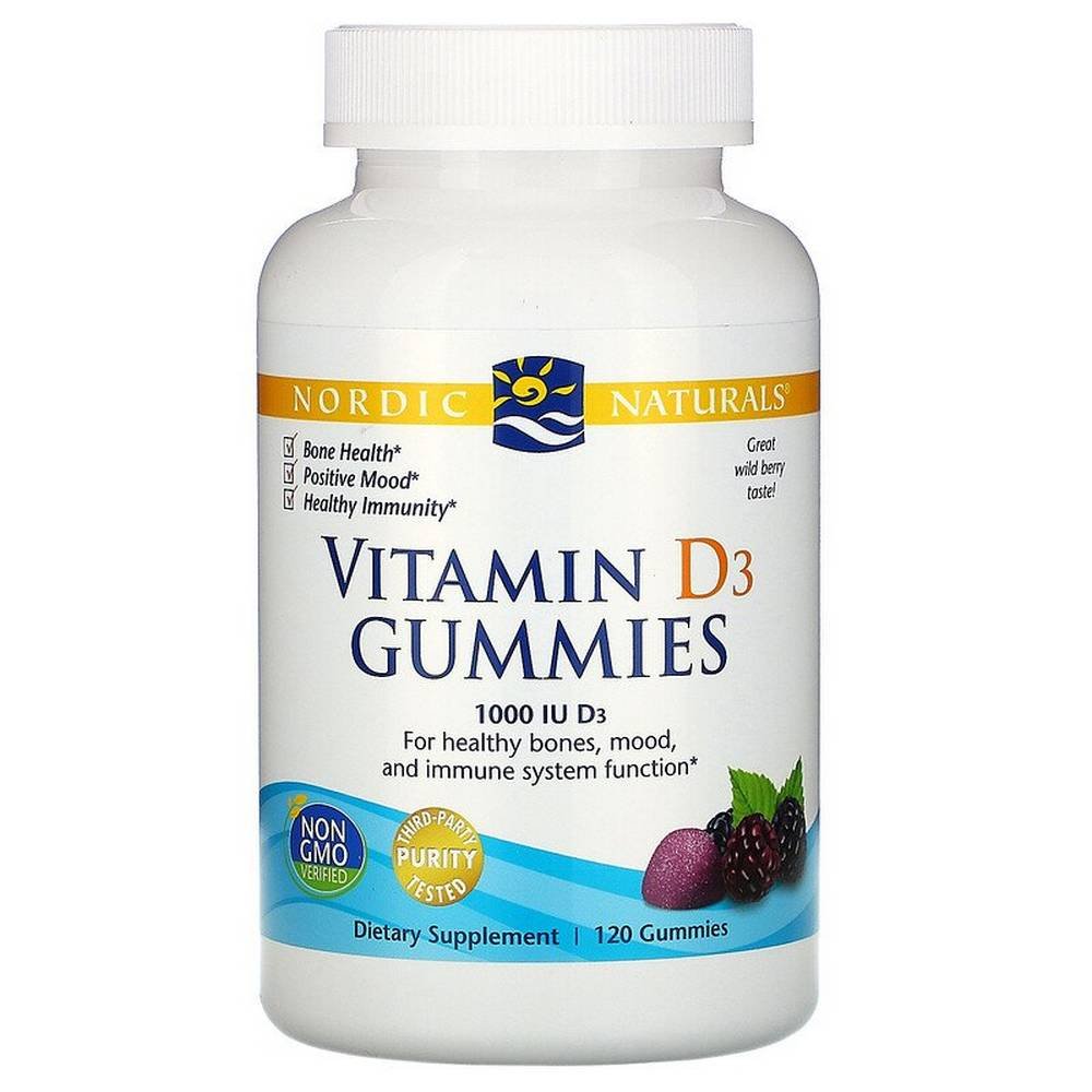 nordic naturals vitamin d3 gummies wild berry flavor 1000 iu 120 For healthy bones, good mood and strong immunity.