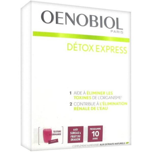 Oenobiol Detox Express Lemon and Ginger 10 Sticks - это пищевая добавка с растениями и витамином Е, с подсластителем натурального происхождения, которую следует принимать в 10-дневной программе.