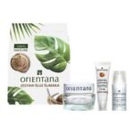 Orientana Promotional Set With Snail Slime - a set of rejuvenating and moisturizing cosmetics that eliminate discoloration and scars, and soothe inflammation, including acne lesions. Created on the basis of a unique cosmetic ingredient, snail mucus, which is rich in collagen, elastin, glycolic acid, allantoin and vitamins.