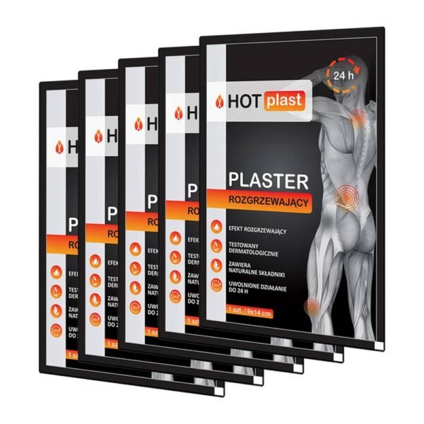 A set of 5x Hot Plast, a warming patch will help you deal with joint and back pain, rheumatic pains, muscle contractures or stiff neck, thanks to local improvement of circulation and muscle relaxation. This medicinal spar, which is gentle on the skin, allows you to relax even deep parts of the muscles, and thanks to its specific action, directly at the site of pain, it provides quick relief.