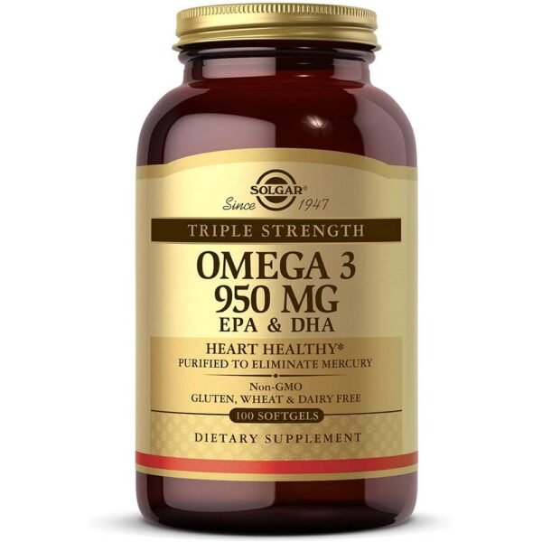 Omega 3 950 mg is Solgar's highest concentration of natural omega 3 polyunsaturated EPA and DHA from cold water fish.