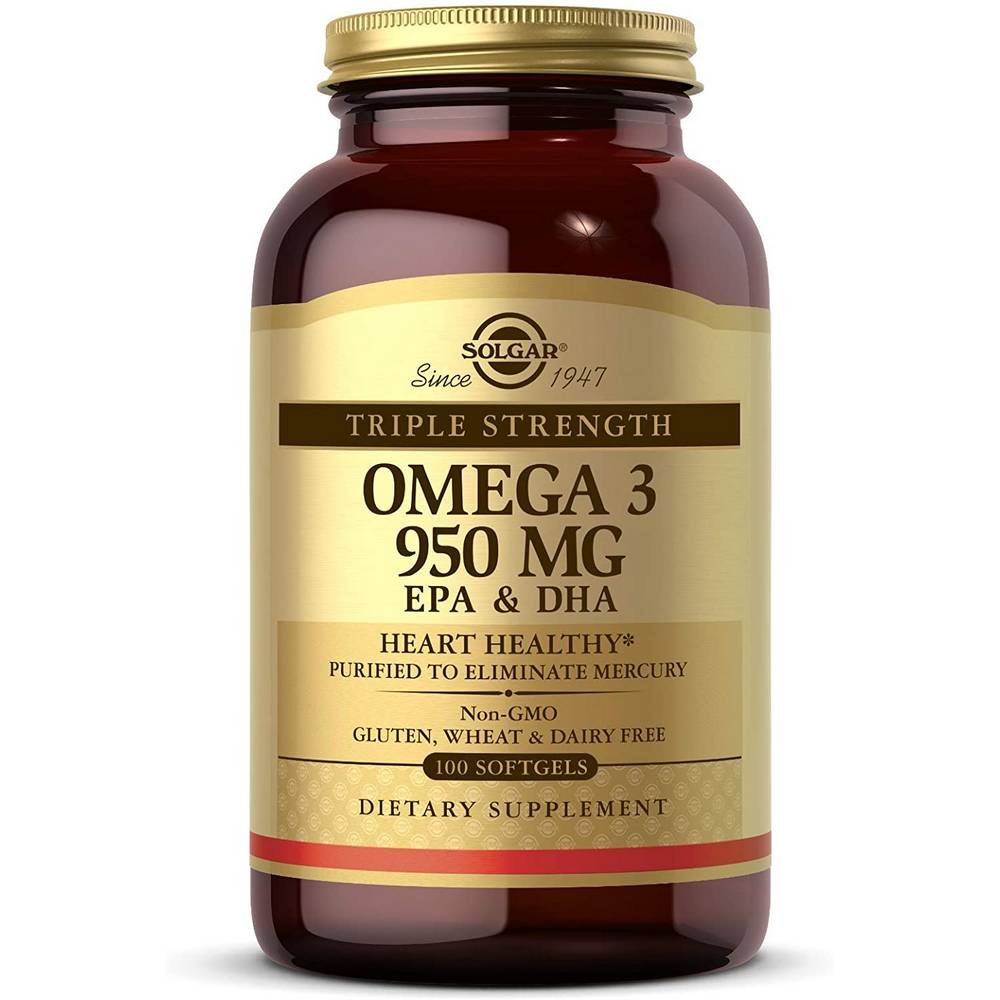 solgar omega 3 950 mg 100 Омега 3 950 мг - это самая высокая концентрация в Solgar натуральных полиненасыщенных омега-3 EPA и DHA из холодноводных рыб.