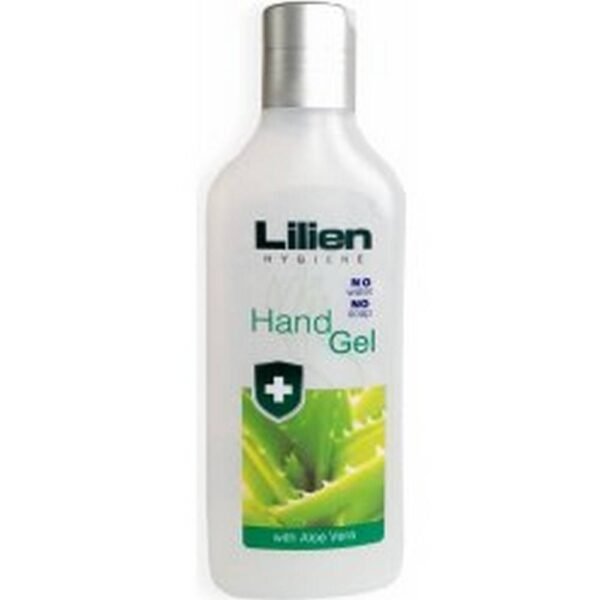 Antibacterial hand gel without rinsing with dispenser and aloe vera extract. It contains about 65% alcohol.