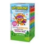 Witamuski - a dietary supplement containing calcium and vitamins. The product is intended for children in preschool and school age. Calcium and vitamin D support the functioning of healthy teeth and bones.