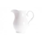 The white milk jug is suitable for serving coffee or tea.