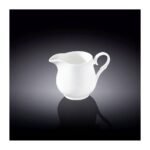 The white milk jug is suitable for serving coffee or tea.