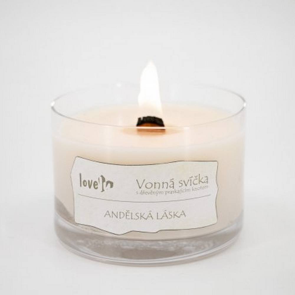 candle with a wooden wick angelic love Оригинальный подарок на Рождество