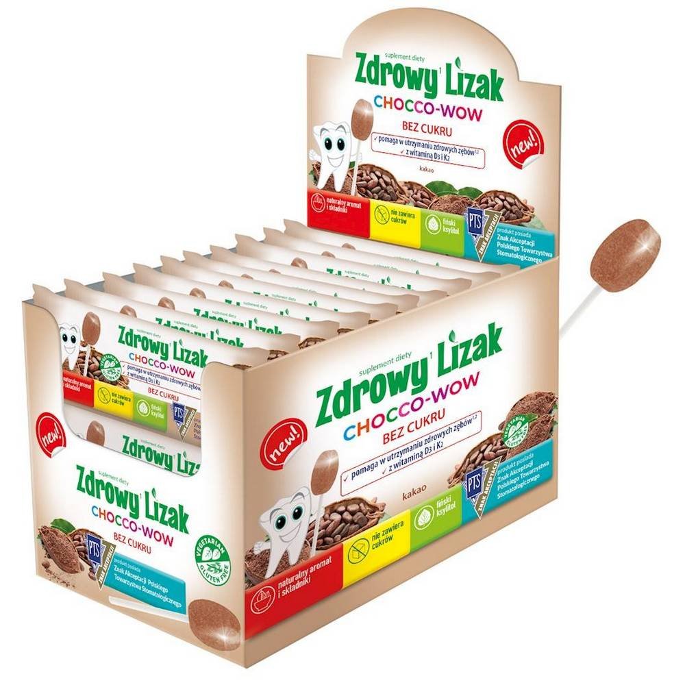 healthy lollip with no sugar cocoa yum 40 Dietary supplement for children and babies perfectly supports the correct development of children and strengthens their immunity.