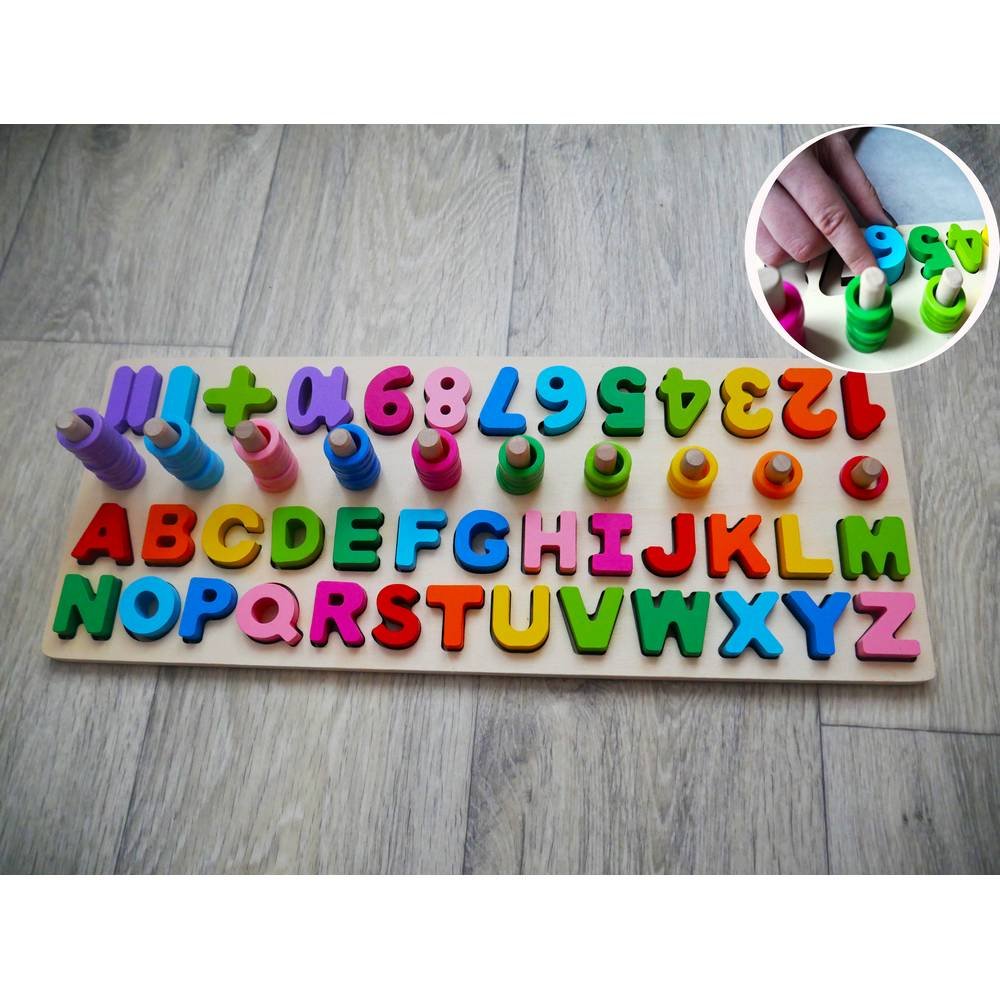 wooden alphabet with numbers Лучший подарок на Рождество