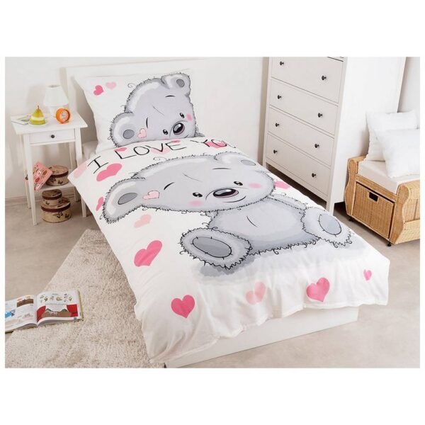 Cotton bed linen measuring 140x200 + 70x90 cm with zipper.