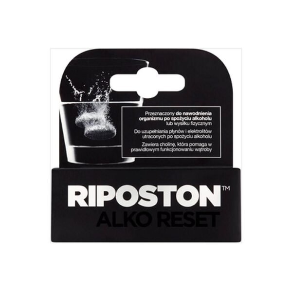 Riposton in a convenient form of effervescent tablets with a delicious orange flavor,Riposton sous forme pratique de comprimés effervescents au délicieux goût d'orange
