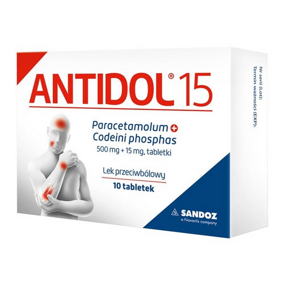Antidol 15, 500 mg + 15 mg, tablets, 10