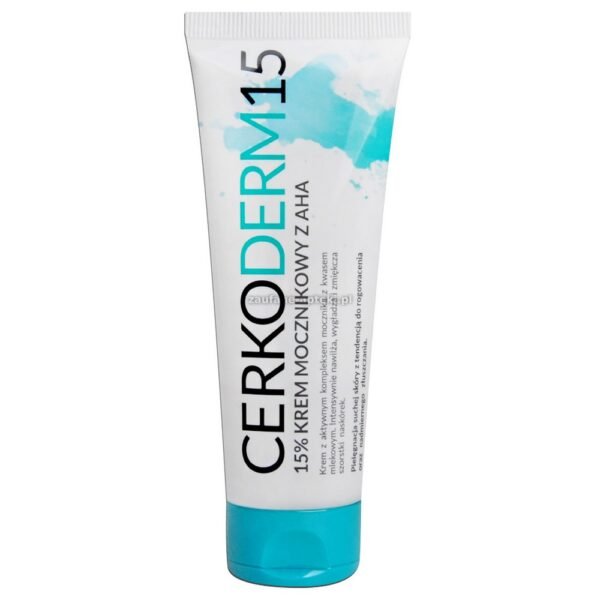Крем Cerkoderm 15 Urea 15% с AHA интенсивно увлажняет кожу и устраняет чрезмерный кератоз.