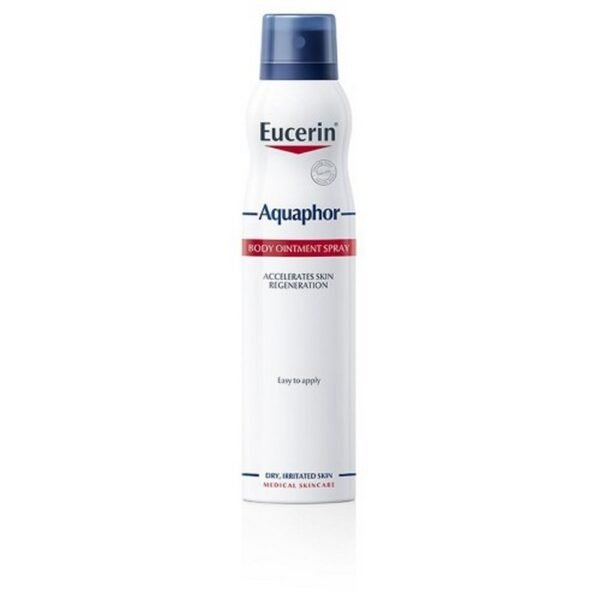 Спрей для тела Eucerin Aquaphor интенсивно увлажняет и восстанавливает очень сухую, потрескавшуюся и раздраженную кожу.