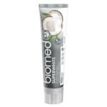 97% natural whitening toothpaste with BIO certification, with natural coconut oil, pineapple extract and cinnamon for gentle teeth whitening.