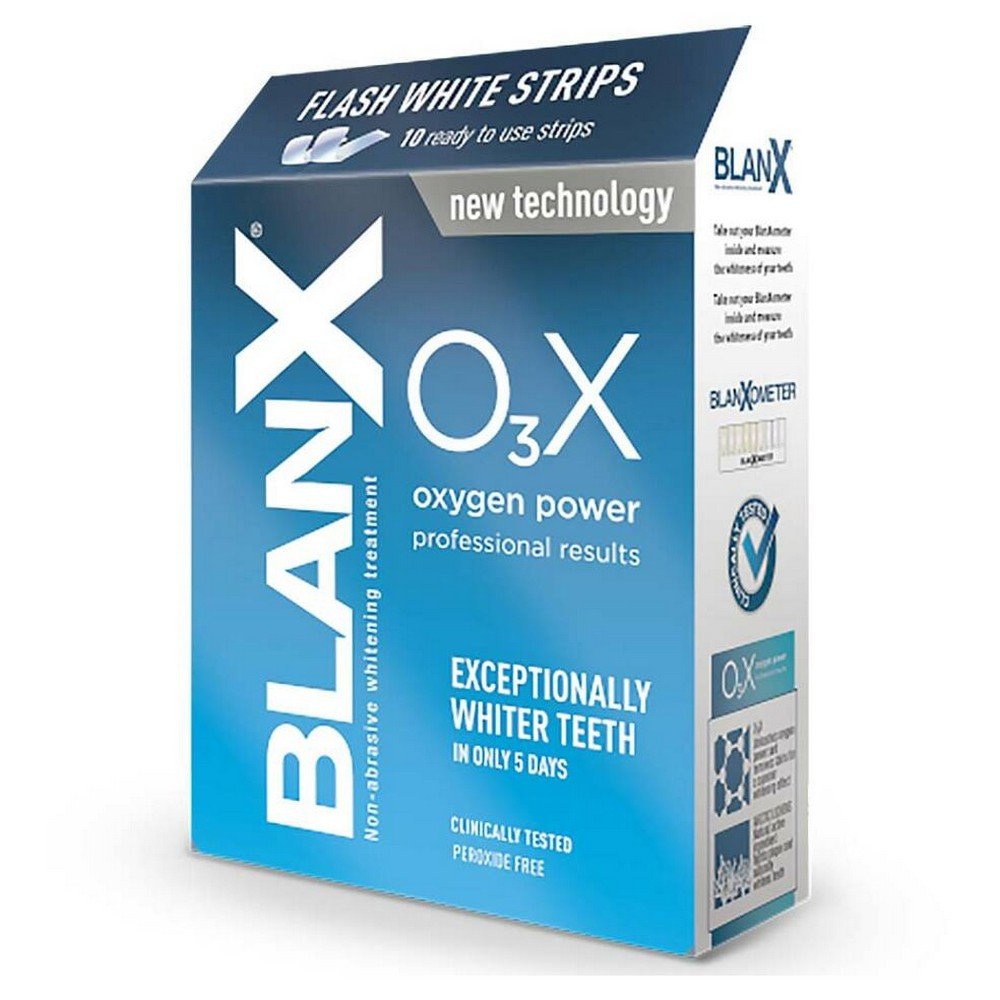 blanx o₃x flash white strips whitening strips 10 pcs Get a lighter shade of teeth in just 5 days with BlanX O₃X Flash White Strips.