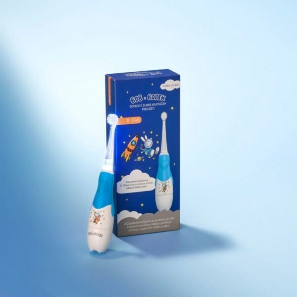 Children's sonic toothbrush Bob and Bobek with astronaut Get up and clean! The Bob and Bobek Baby Sonic Rechargeable Toothbrush has a rounded head suitable for little ones.