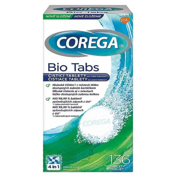 Биоформель Corega Tabs предназначен для чистки зубных протезов.