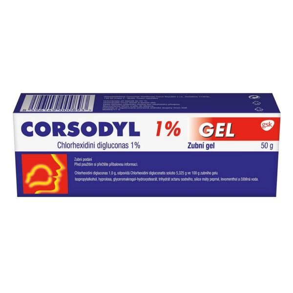 Gel for oral use, containing chlorhexidine, which acts against a wide range of bacteria, yeasts, some fungi and viruses that cause infectious diseases and inflammation in the mouth.