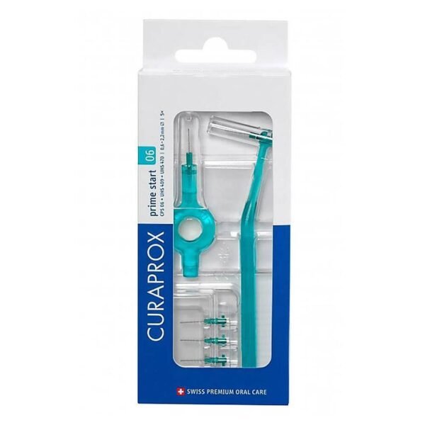 Interdental toothbrush turquoise. Passage in the interdental space from 0.6 mm to 2.2 mm.