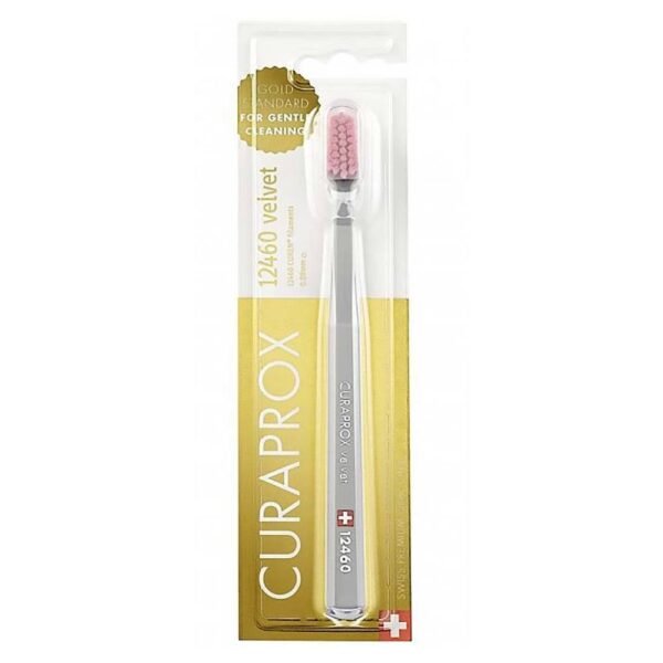 Curaprox CS 12460 Velvet — toothbrush with dense fibers of kyrena for gentle and thorough cleaning. It is also intended for users with sensitive gums.